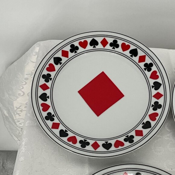 Cards Themed Porcelain Dessert Plates Set Of 4 By I.‎ Godinger & Co. - Picture 7 of 9